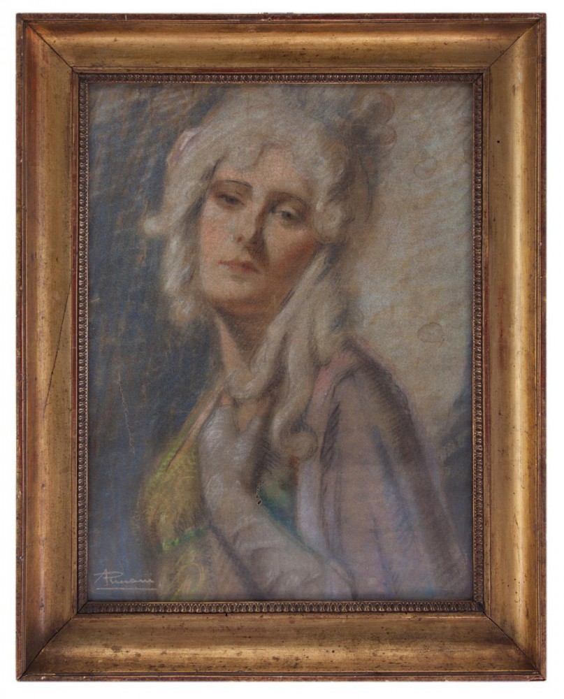 ernesto giulio armani: Figura femminile in abiti signorili